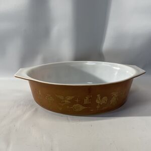 Vintage PYREX Early American Pattern #045 Oval 2.5 QT Casserole Dish